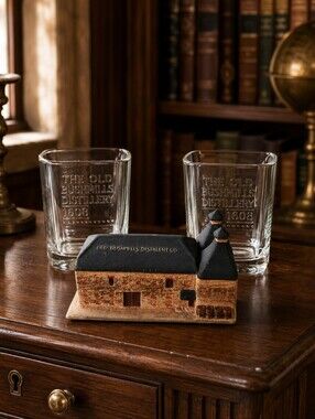 Vintage Bushmills Distillery Gift Set Philip Laureston Glasses Model 922